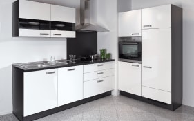 Einbauküche Focus, Lack Ultra-Hochglanz weiß, inklusive Elektrogeräte