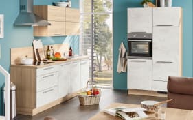 Einbauküche Riva, Weißbeton Nachbildung, inklusive Elektrogeräte