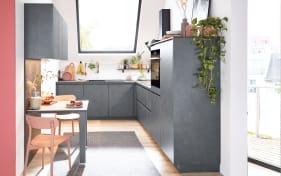 Einbauküche Riva, Beton schiefergrau Nachbildung, inklusive AEG Elektrogeräte