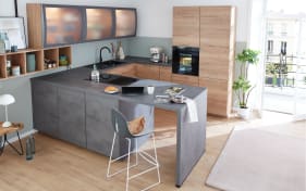 Einbauküche Lenzen, Eiche sierra Nachbildung, inklusive AEG Elektrogeräte