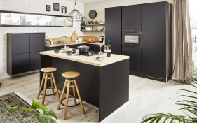 Einbauküche Laser Soft in schwarz, inklusive AEG Elektrogeräte