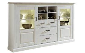 Highboard Lima, Pinie hell, taupe, inkl. LED-Beleuchtung