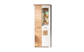 Vitrine Matera, weiß/Altholz-Nachbildung, inkl. LED-Beleuchtung