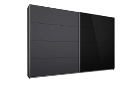 Schwebetürenschrank Quadra in grau metallic/Glas schwarz, Breite ca. 271 cm
