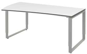 Schreibtisch Objekt Plus in weiß Matt, links, Füße in alu, ca. 180 cm