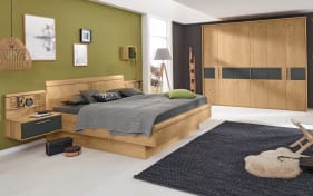 Schlafzimmer Montreal, Balkeneiche furniert, 180 x 200 cm, Schrank 269 x 229 cm