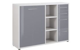 Sideboard-Kombi Set + in platingrau/grau, Regal mittig