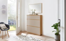 Garderobenkombi V100, Eiche bianco/sandfarbig