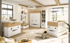 Babyzimmer Till in weiß matt/Asteiche Nachbildung