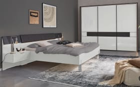 Schlafzimmer Sala in kieselgrau, Bett mit Polsterkopfteil, Schrankbreite ca. 300 cm
