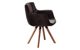 Designsessel Tamina in mocca, mit Stativ-Gestell aus massiver Wildeiche
