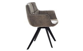 Design-Sessel Tamina in stone, mit schwarzem Stativ-Gestell aus Eisen