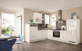 Einbauküche Focus, Hochglanz weiß, inkl. Elektrogeräte