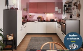 Einbauküche Wida, weiß/kaminrot, inkl. Siemens Elektrogeräte