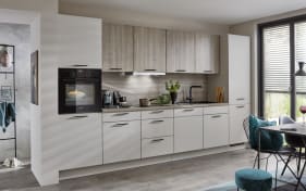 Einbauküche Lenzen/Rosian, Eiche Bergamo Nachbildung/seidengrau, inkl. AEG Elektrogeräte