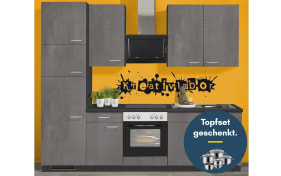 Einbaukueche IP 1200, Beton Nachbildung, inkl. Privileg Elektrogeräte