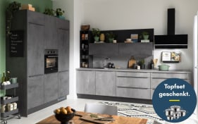 Einbauküche IP 1200, beton farbend, inkl. Privileg Elektrogeräte