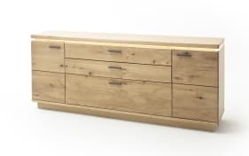 Sideboard Barcelona, Balkeneiche massiv /Eiche Bianco furniert, inkl. Beleuchtung