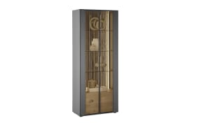 Standvitrine Selino, Birke massiv/anthrazit, 77 cm