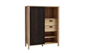 Highboard Jytana, Mauvelle Eiche-Nachbildung/schwarz