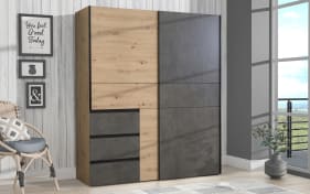 Kleiderschrank Winn2, Artisan Eiche-Nachbildung/dunkelgrau, 170,3 x 200,5 cm