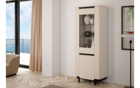 Vitrine Vodol, sandfarbig/schwarz, 75,6 cm