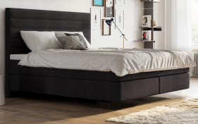 Boxspringbett Linea, anthrazit, 180 x 200 cm, Härtegrad 2 und 3, mit Bultex-Topper und Schwebeoptik