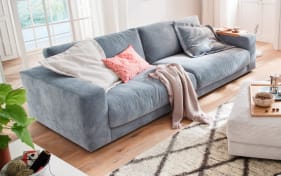 Sofa San Francisco in hellblau, mit 84 cm Sitztiefe