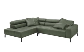 Leder Wohnlandschaft Callisto, olive, inkl. Kopfteilverstellungen