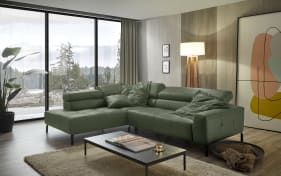 Leder Wohnlandschaft Callisto, olive, inkl. Kopfteilverstellungen