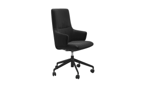 Leder Bürosessel Home-Office Mint mit hohem Rücken in Batick Black