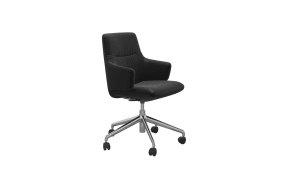 Leder Bürosessel Home-Office Mint, niedriger Rücken, Batick black