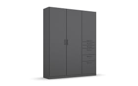 Drehtürenschrank Allrounder, grau metallic, 3-türig, 5 Schubkästen