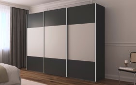 Schwebetürenschrank Contido, grau/graphit, 242 x 223 cm