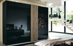 Schwebetürenschrank Tegio, schwarz/Nussbaum-Nachbildung, 320 x 223 cm  online bei Hardeck kaufen