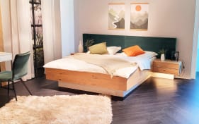 Bettanlage Silea-S, jade/Asteiche-Nachbildung, 180 x 200 cm
