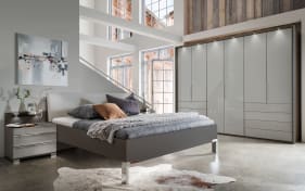 Schlafzimmer Loft, kieselgrau/Havanna-Dekor, 180 x 200 cm, Schrank 300 x 236 cm 