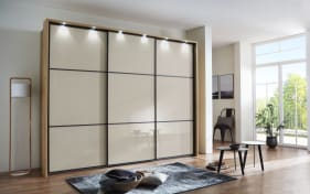Schwebetürenschrank Clivo 3000, Bianco Eiche Nachbildung