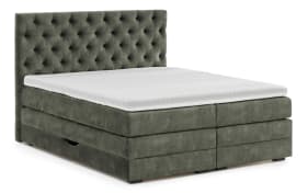 Boxspringbett Barell, dunkelgrün, 180 x 200 cm, inkl. Topper und Bettkästen