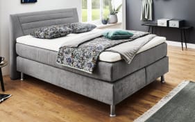 Boxspringbett Luvara, grau, 140 x 200 cm, Härtegrad 3