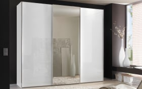 Schwebetürenschrank Serenade, Alpinweißglas/weiß