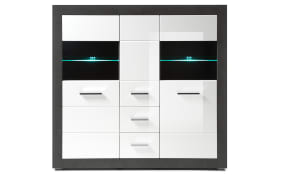 Highboard Etero, Dark Concret, weiß Hochglanz