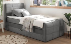 Boxspringbett Kuba 1, dark grey, 100 x 200 cm, inkl. Topper und Bettkasten