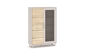 Vitrine Kai, massive Eiche Bianco/kreidefarbig