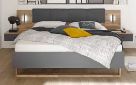 Bett Rivoli 494 in Montana Oak, graphit, 180 x 200 cm