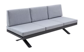 Gartensofa Rieke in dunkelgrau, Auszugstisch vorstehend links, Kopfteilverstellung rechts