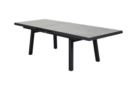 Ausziehtisch Sondrino, Aluminiumgestell in schwarz, Tischplatte betonfarbend
