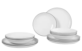 Tafelservice Lido Black Line in weiß, 12-teilig