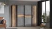 Kleiderschrank Kalixtus, Old Wood-Nachbildung/Beton-Nachbildung, 200 x 190,5 cm
