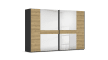 Schwebetürenschrank Ventura, Asteiche Nachbildung/schwarz, 301 x 223 cm